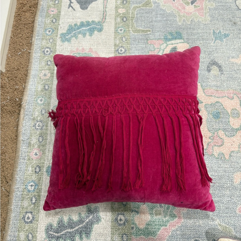 Hot Pink Fringe Throw Pillow